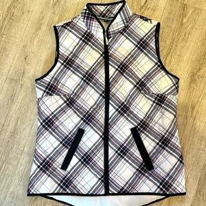 Laura Scott Plaid Vest Small White, Purple, Black NWOT